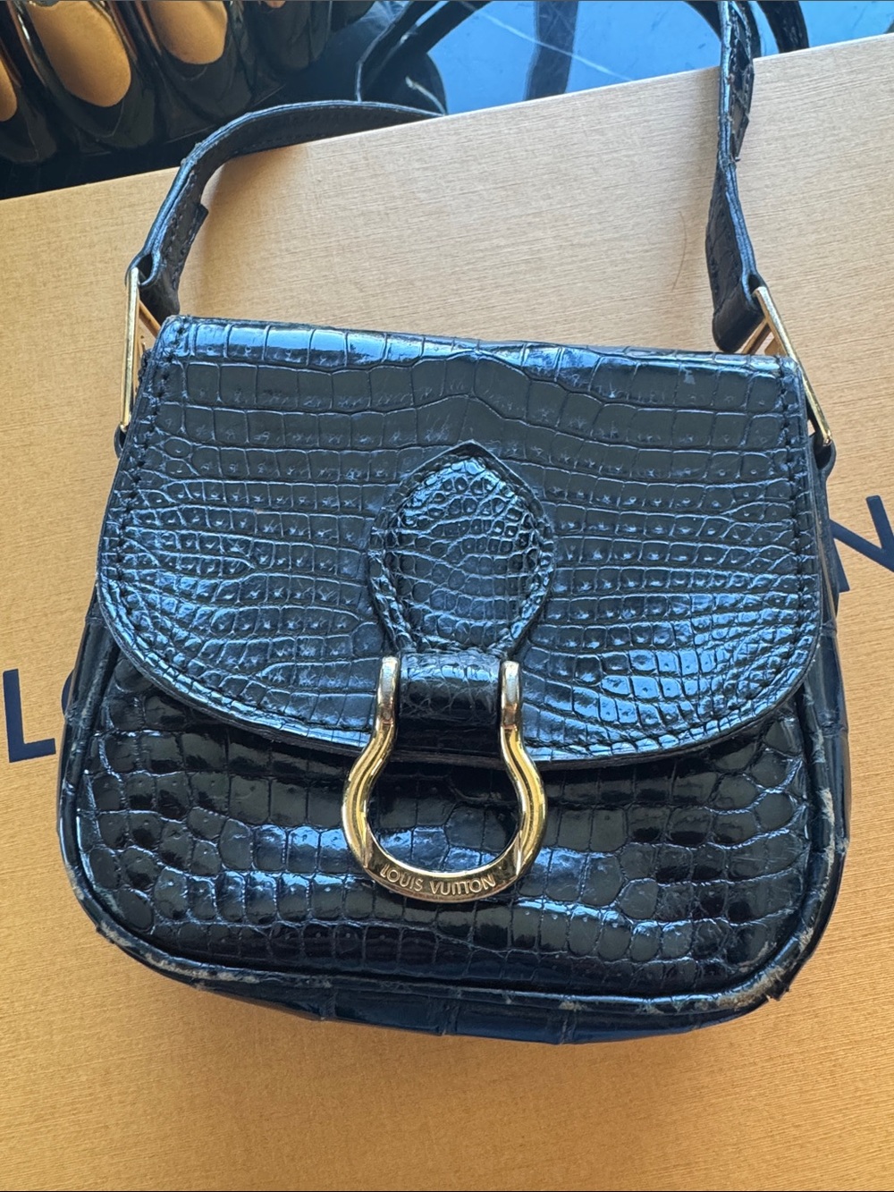Ultra Rare exotic Louis Vuitton Black Croc Saint Cloud Shoulder Bag